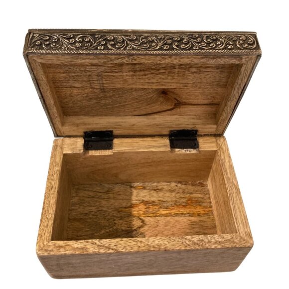 Wood And Metal Hamsa Decorative Box With Intricate Engraving - Picture 7 of 11